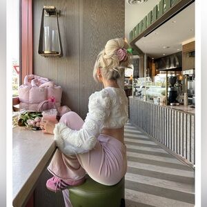 For Love And Lemons Cream Bailey Shrug With 3D Rosettes NEW in Package Size XS